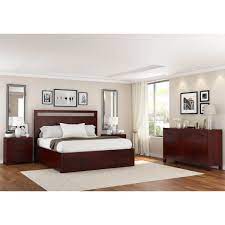 These complete furniture collections include everything you need to outfit the entire bedroom in coordinating style. Anniston Transitional Mahogany Wood 4 Piece Bedroom Set