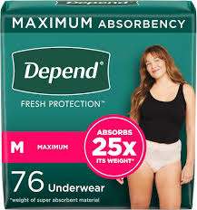 Depend FIT-Flex Incontinence Underwear for Women, Maximum Absorbency,  Blush, Medium, 76 Count : Amazon.in: Health & Personal Care