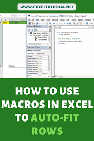 How To Use Macros In Excel To Auto Fit Rows Excel Tutorials Learning Microsoft Excel Macros