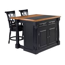 Homestyles Monarch Black Kitchen Island With Seating 5009 948 The Home Depot Black Kitchen Island Kitchen Island With Seating Portable Kitchen Island