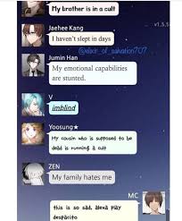 V Don T You Worry I M Blind To Well Without My Glasses But Still Mystic Messenger Funny Mystic Messenger Memes Zen Mystic Messenger