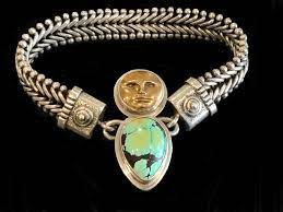 Vintage Signed Tabra Turquoise & Gold Moon Face Sterling - Etsy