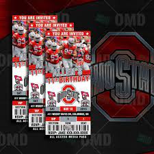 2 5x6 Ohio State Buckeyes Sports Party Invitations Football Birthday Invitations Sports Party Invitations Party Invitations