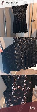 Venus Black Lace Dress Black Lace Dress With Floral Pattern White Dress Underneath Flowy Bottom Stop Mid Thigh Venu Black Lace Dress Lace Dress Venus Dresses
