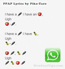 Thanks to bob, patty floaks, gy_gear, zack hallam for correcting these lyrics. Japan Ppap Song Lyrics Download In Whatapps Smileys Emoji Format Web Cool Tips