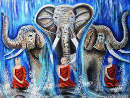 Blue Waterfall Elephant Abstract Yoga Meditate Buddha Etsy Buddha Art Elephant Art Art