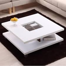 Modern Square Wood Coffee Table With Center With Glass Inlaid White Coffee Table Modern Coffee Table Coffee Table With Storage