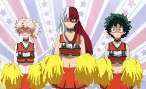 I said why do you have my hoodie. Genderbend Todoroki Bakugou And Deku In Cheer Uniforms I Tried To Stay As Close To The Og Art Style As Possible And This Is The Frame Of Uraraka Yaoyorozu And Mina But