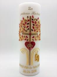 Wir verzieren unsere kerzen in. Goldene Hochzeit Kerzen Geschenk Goldene Hochzeit Tischdeko