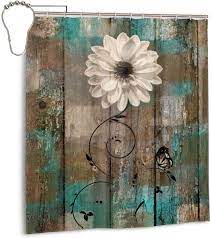 In stock on june 10, 2021. Amazon Com Amonee Yl 72 X72 Rustic Floral Butterfly White Flower Teal Brown Vintage Polyester Fabric Shower Curtain Sets With 12 Hooks Modern Bathroom Home Decor Home Kitchen