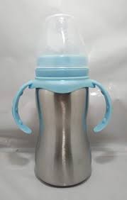 Buy Gilli Shopee Stainless Steel Baby S 2 In 1 Feeding Bottle 290 Ml With Medical Grade Silicon Nipple Blue Online At Low Prices In India Amazon In