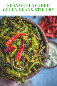 Vegan Sesame Flavored Green Beans Stir Fry Recipe French Beans Recipe Indian Indian Beans Recipe Bean Recipes