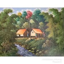 Jual Lukisan Pemandangan Alam Kampung Pedesaan 60 X 80 Cm Jakarta Barat Faris Familly Tokopedia