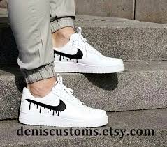 Black And Red Custom Air Forces Customized Nike Air Force 1 Low With Candy Drip Design The Base Shoe Used Is The Nike Air Force 1 Low White Or White Nike Shoes Nike Air Shoes Air Force Shoes