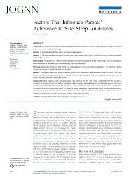 Factors That Influence Parents' Adherence to Safe Sleep Guidelines