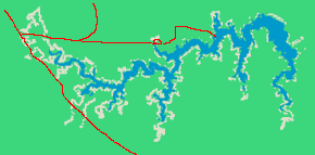 The marine chart shows water depth and hydrology on an interactive map. Fishing Alan Henry Reservoir