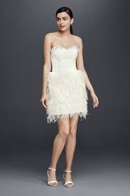 Two Piece Wedding Dress With Feather Skirt Short Wedding Dress Wedding Dress Inspiration Two Piece Wedding Dress