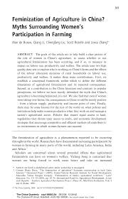 Pdf download and online access $42.00. Pdf Feminization Of Agriculture In China Myths Surrounding Women S Participation In Farming