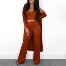 Winter Fashionable Women S Cardigans Ribbed Pant Knit 3 Piece Set Rightfulway