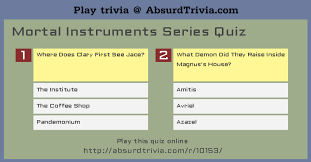 Based on the archie comic. Mortal Instruments Series Quiz