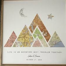 Custom Map Art Wedding Engagement Couples Gifts Etsy Custom Travel Map Map Crafts Anniversary Gifts For Parents