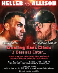 Alright! This Dec 3rd at 4pm (6 days from now), we have an extremely  special clinic happening at the shop. @amosjheller and @ianmartinallison  will be doing bass clinics back to back in
