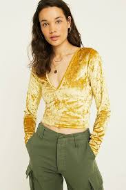 Free shipping on orders over $25 shipped by amazon. Uo Gold Velvet Plunging Long Sleeve Top Urban Outfitters Uk