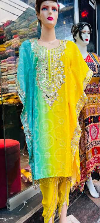 Bandhani dhoti style kaftan set product image