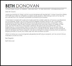 Sound Engineer Cover Letter Sample Cover Letter Templates Examples