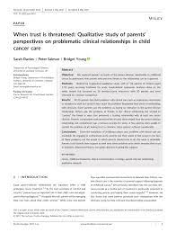 Some people say that parents are the best teachers. Pdf When Trust Is Threatened Qualitative Study Of Parents Perspectives On Problematic Clinical Relationships In Child Cancer Care