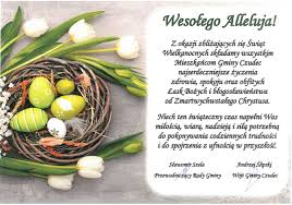 Z okazji zbliżających się świąt wielkanocnych składam wiosenne życzenia,aby w czas święta paschy w waszych sercach, rodzinach i domach zagościła radość. Wesolego Alleluja 2020