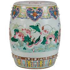 Antique Polychrome Enameled Chinese Porcelain Garden Seat Polychrome Chinese Porcelain Garden Seating