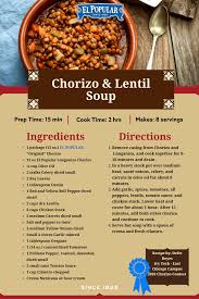 Harira is a famous moroccan soup that's especially popular in ramadan. Chorizo Lentil Soup El Popular Authentic Mexican Recipes
