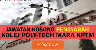 Permohonan jawatan kosong kerajaan di majlis promosi eksport getah malaysia (mrepc) ini terbuka kepada semua warganegara malaysia yan. Jawatan Kosong Pensyarah Di Cawangan Kolej Poly Tech Mara Kptm Baru Dibuka Jobcari Com Jawatan Kosong Terkini