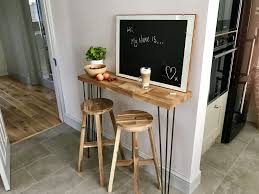 Our D I Y Oak Breakfast Bar With Hairpin Legs Was A Perfect Addition With Two Ikea Stools And A Hom Breakfast Bar Table Breakfast Bar Legs Bar Table And Stools