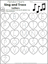 Alphabet Hearts Sing And Trace The Alphabet Madebyteachers Preschool Valentines Valentine Worksheets Preschool Writing