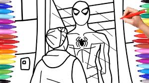 This is what you need. Spiderman Coloring Pages How To Draw Spiderman Miles Morales Checks Out Spiderman Suit Youtube