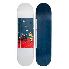 The word deck is used as a noun to refer to a floorlike surface on a ship, an unroofed porch attached to a house, or a pack of playing cards. Deck Skateboard 8 25 Bruce 120 Biru Decathlon