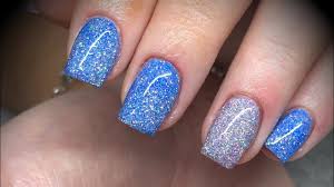 These nails show how to wear blue beautifully. Acrylic Nails Short One Colour Set Inc Bead Pick Up Youtube