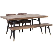 Rustic modern wood bench outdoor patio garden 100% original design and handmade by myself at realsimplewood made from thick naturally rot and weather the comfortable dining room bench seats up to 4 people comfortably, and comes with a soft padded seat and back, for extra comfort. Modi Dining Table Bench 2 Rivington Chairs Barker Stonehouse