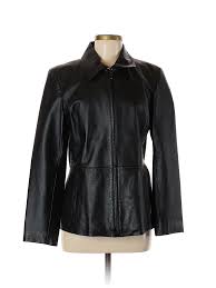 Details About Worthington Women Black Leather Jacket Med