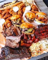 Yo Am I Really Seeing A Barbecue Platter With Burgers Hot Chicken And A Philly Cheese Steak Sandwich This Can T Be Real Where S The Kitchen Sink Lol