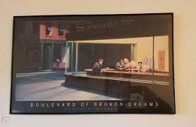 Green, green day, boulevard, boulevard of broken dreams, sad, quote, lyrics, lyrical, music, musical, quotes, depressed, depression, band, band, metal, goth, gothic, dreams, aesthetic, lettering, typography, calligraphy, halloween. Gottfried Helnwein Boulevard Of Broken Dreams 1987 Poster 27 X 17 Framed 1871977479
