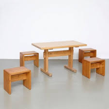 A rectangle dining room set will accommodate the most guests. Les Arcs Dining Room Set By Charlotte Perriand 1960s For Sale At Pamono