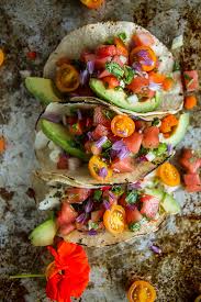 Home > fish tacos with watermelon salsa. Grilled Halibut Tacos With Watermelon Salsa Heather Christo