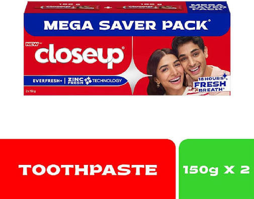 Closeup Long lasting 18 Hours Of Fresh Breath & White Teeth Toothpaste (300 g, Pack of 2)