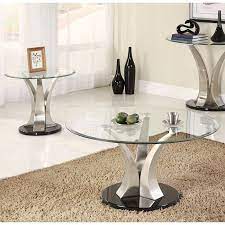 Whether you have remote controls and tv coasters on hand or provide a place to serve tea when you meet casually with close friends, coffee tables are essential in every aspect of your stay. Charlaine Occasional Table Set Coffee Table Round Glass Table Top Round Glass Table