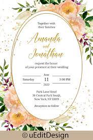 Wedding Invitation Template Watercolor Floral Wedding Invitations Geometric Wedding Invitation Wedding Invitation Templates