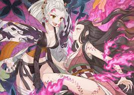 鬼滅の刃 堕姫＆禰󠄀豆子 - ふだんねこのイラスト - pixiv | Pósteres ilustraciones, Dibujos,  Ilustraciones