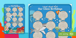 Under The Sea Themed Our Class Birthday Chart Display Poster